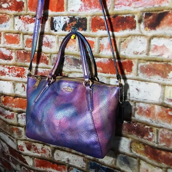Authentic Coach Kelsey Rainbow Multi Color Leather Crossbody Bag/Satchel/ Purse - Picture 4 of 14